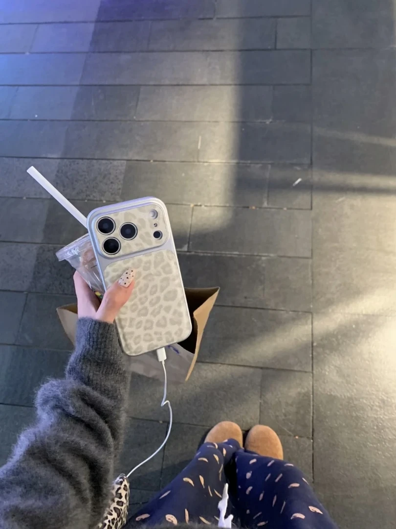 个性电镀闪粉白灰豹纹适用iPhone17promax手机壳苹果16pro新款15