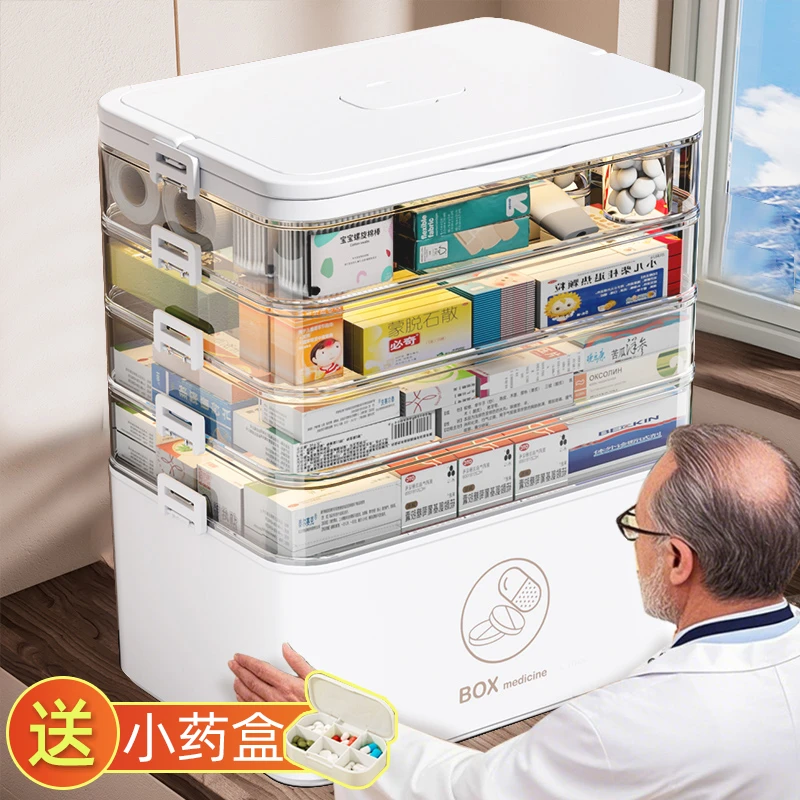 大容量药盒透明整理大号急救家用药箱医疗箱药箱收纳盒超大收纳箱