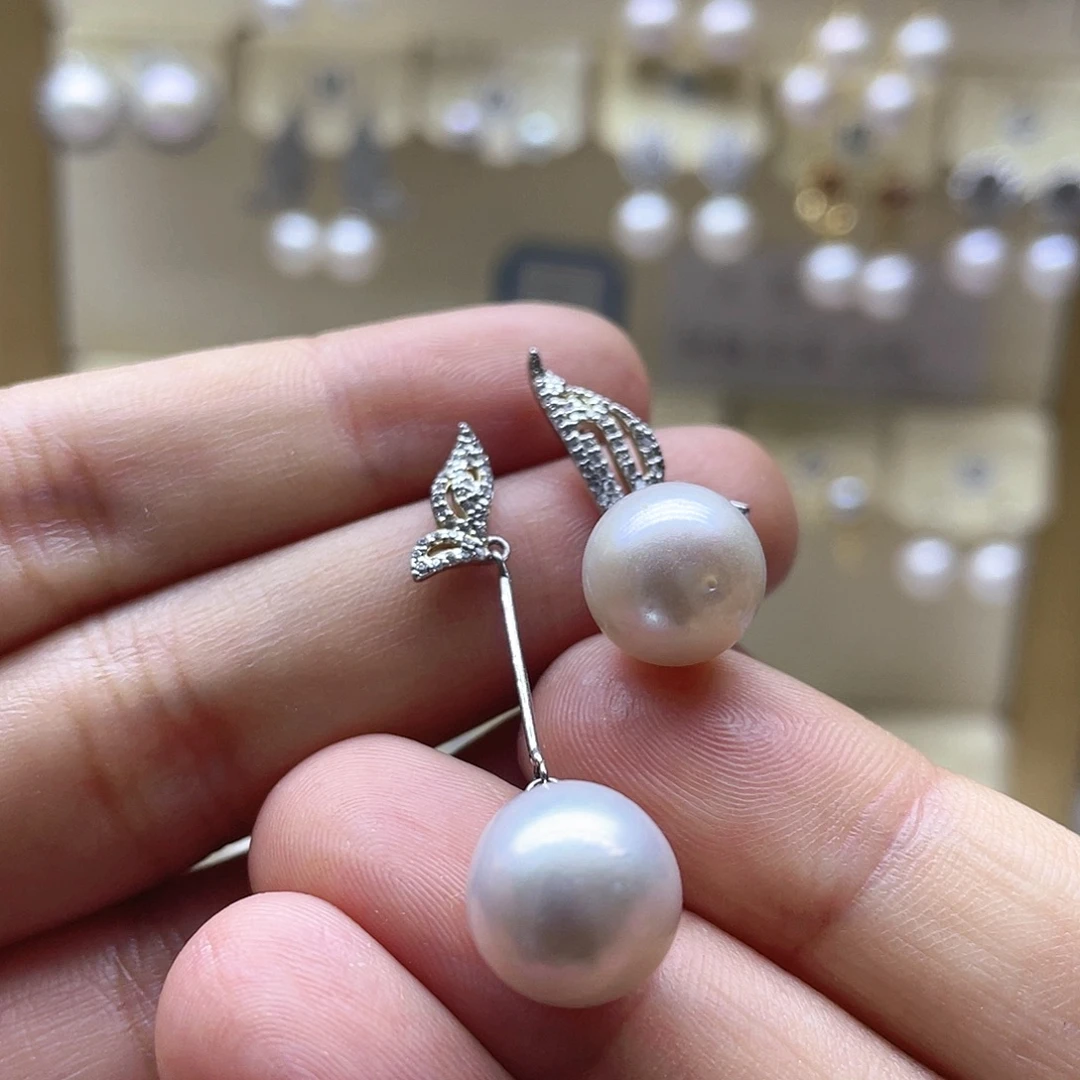银S925镶嵌耳饰淡水珍珠