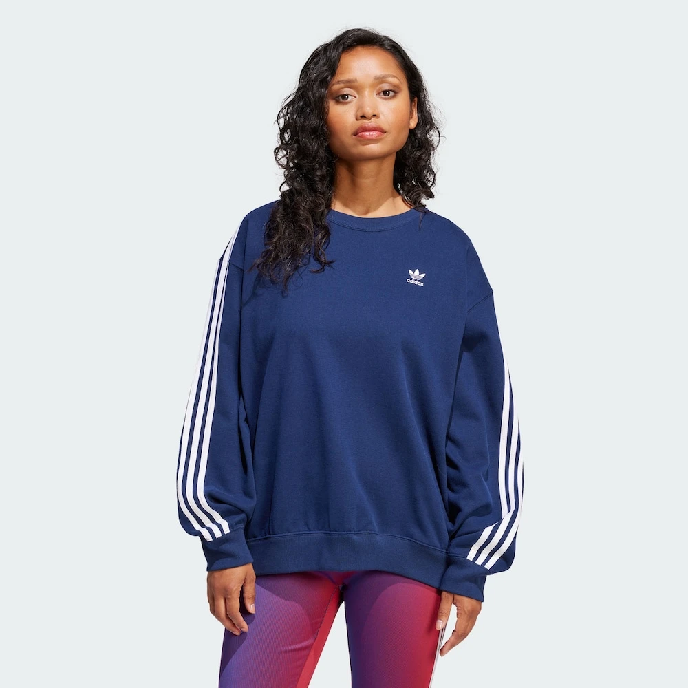 Adidas三叶草3S LOOSE SWEAT 运动宽松长袖圆领卫衣套头衫 JD0891