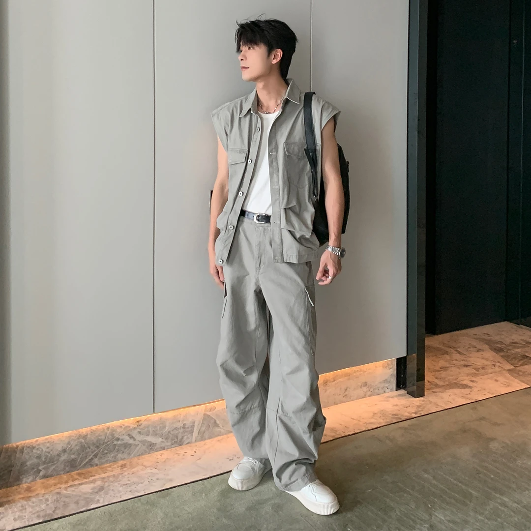 一轩轩轩【人均韩模】夏季轻熟风男穿搭工装牛仔套装T25144-T25117