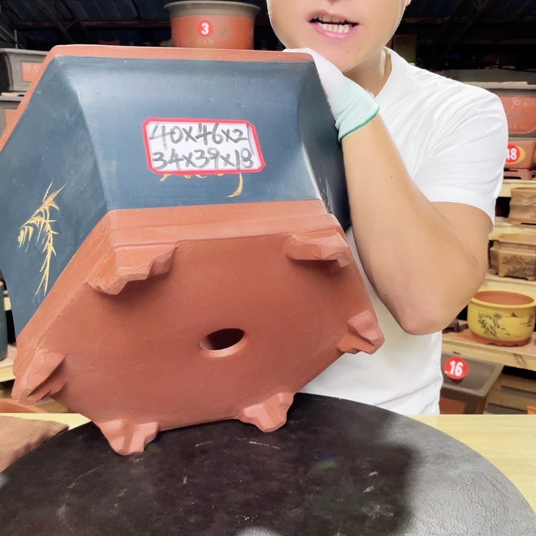 紫砂花盆发财致富