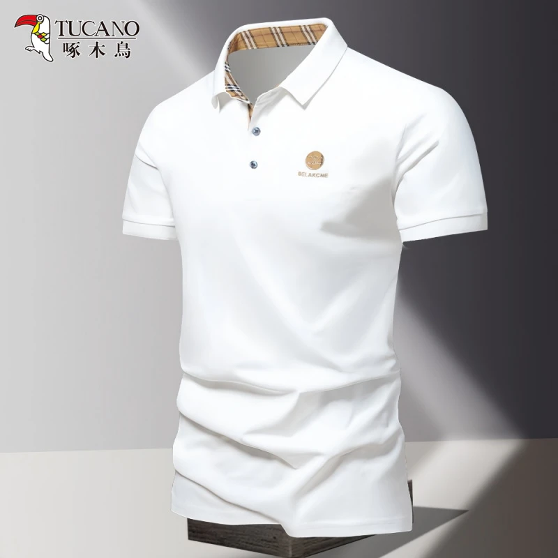 啄木鸟男款新款夏季休闲翻领百搭polo衫青年潮流时尚修身短袖T恤