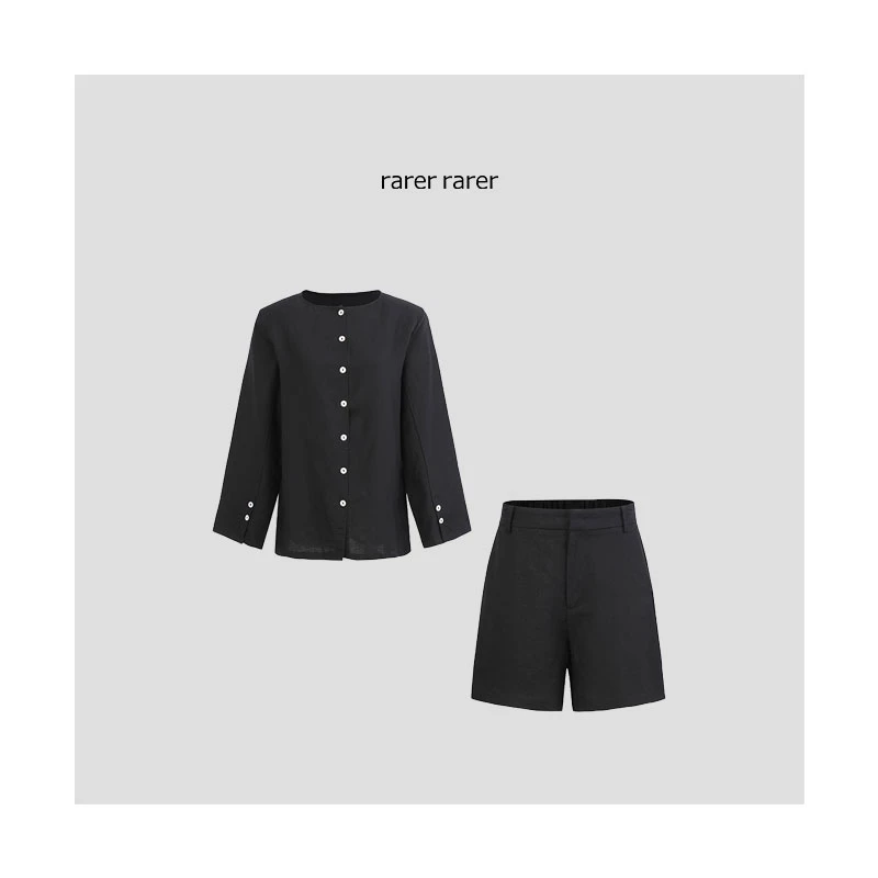 “简洁黑色套装夏季”极简风不挑身材显瘦高级套装2309005气质短裤