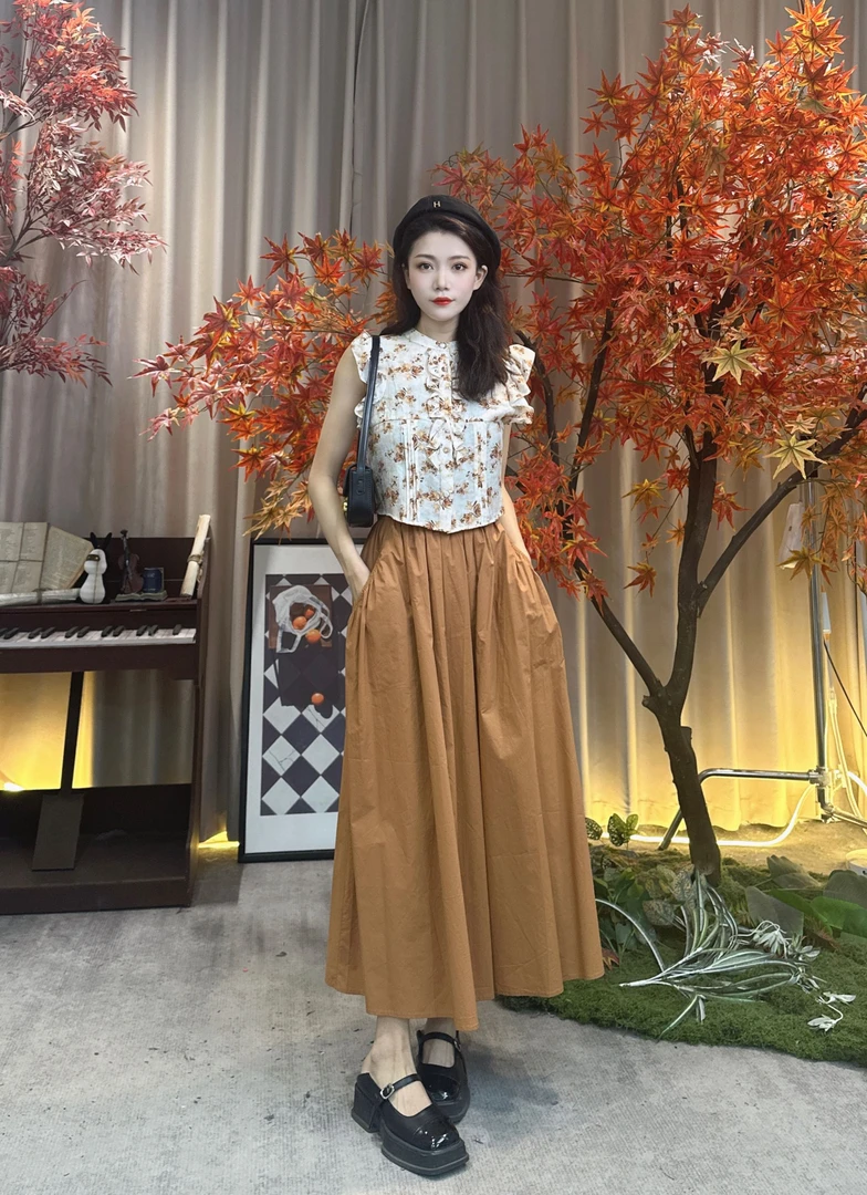 夏季新品高腰法式显瘦气质上衣BA4126+BG4105