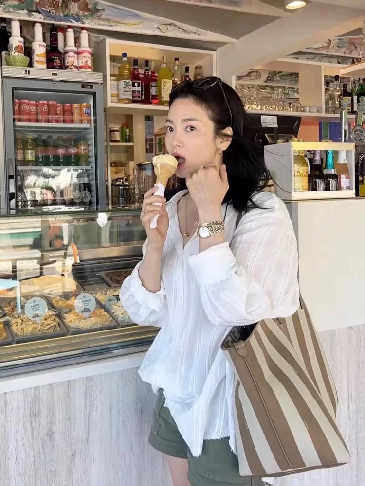 2025春秋新款韩国东大门宋慧乔同款气质韩版韩系慵懒衬衫女