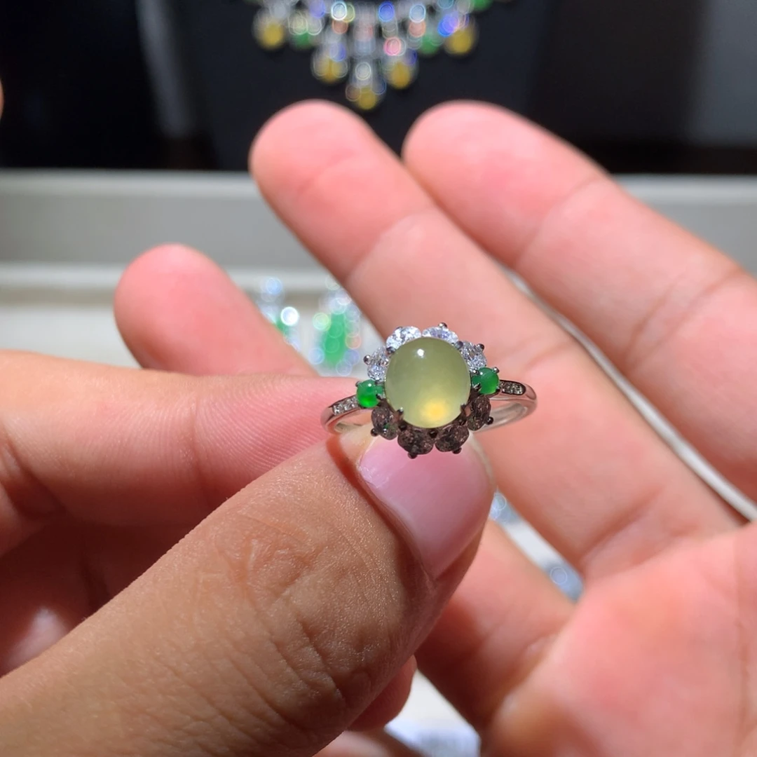 银S925镶嵌翡翠耳饰127