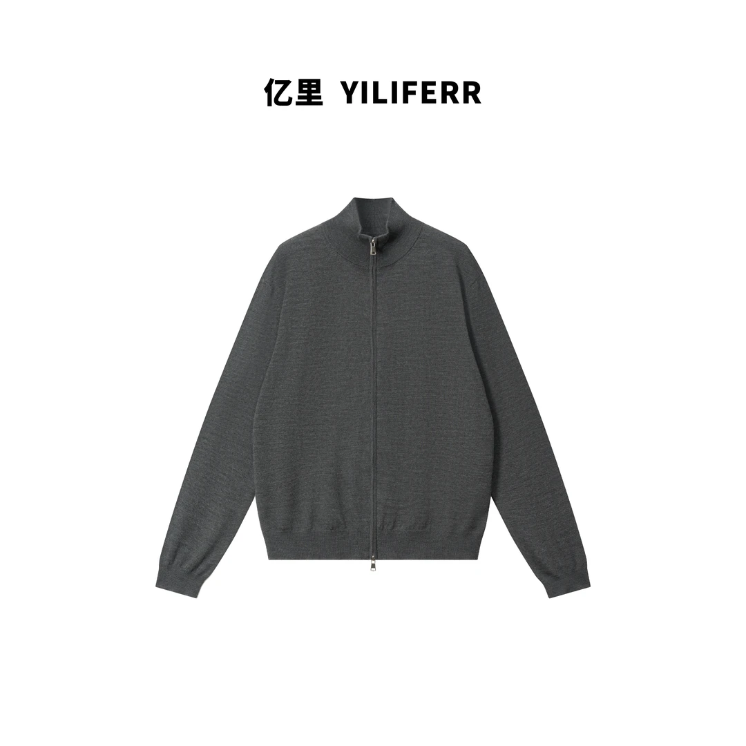 【YILI显瘦女装】时尚简约百搭拉链设计纯色针织衫 Y1787