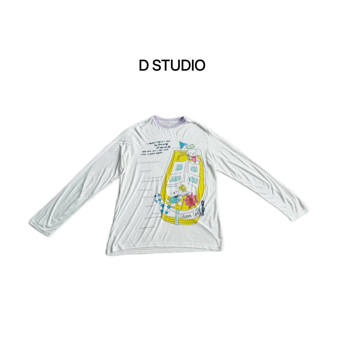 D STUDIO 小狗开船印花T恤 D2688