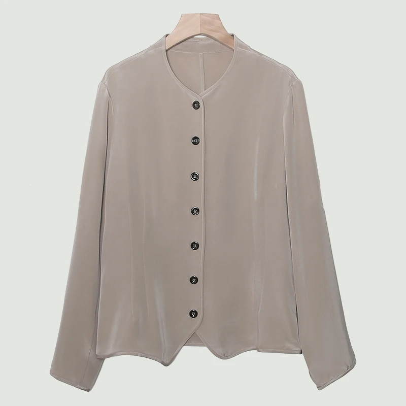 桑蚕丝重绉女士通勤高级感老钱风西装外套-SG9356