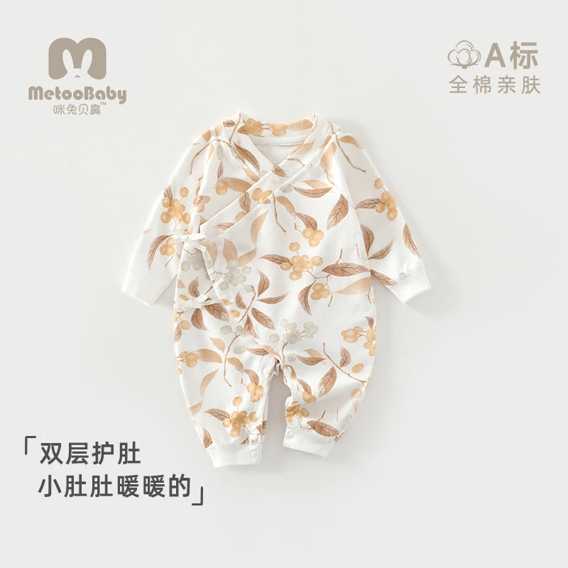 婴幼儿衣服纯棉a类春秋季宝宝连体衣无骨爬服新生和尚服透气吸汗