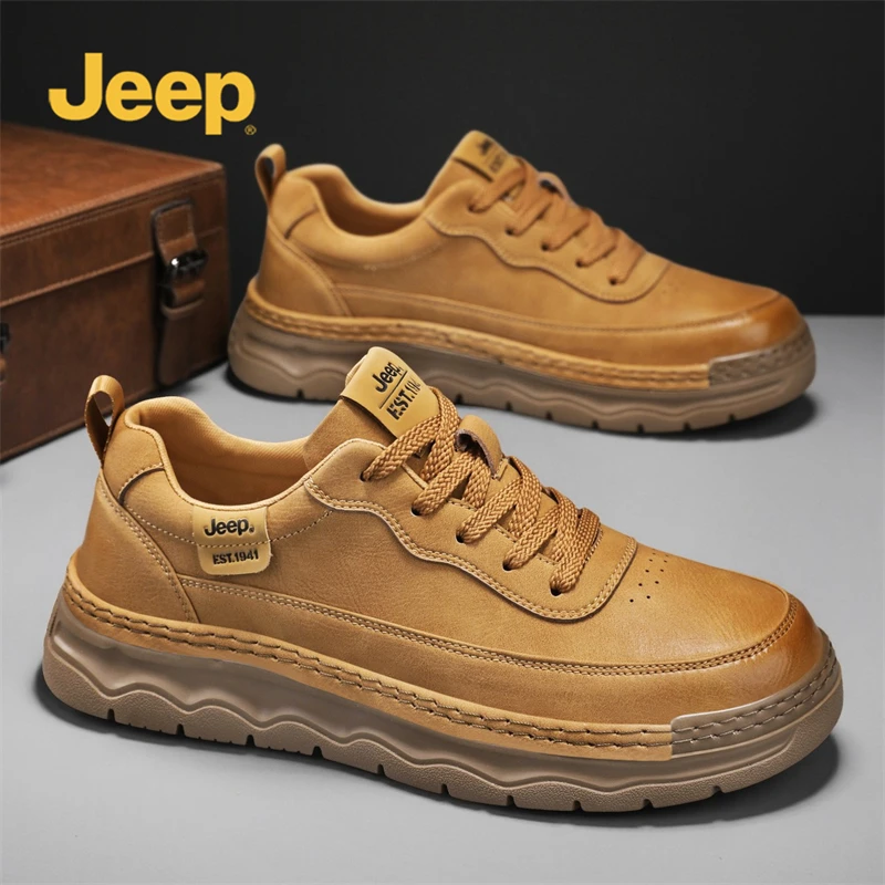 jeep吉普秋冬新款皮面高颜值百搭休闲男鞋软底防滑舒适时尚休闲鞋