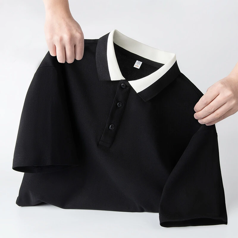 重磅polo衫男短袖小众设计感潮流商务帅气学院风夏季新款t恤棉