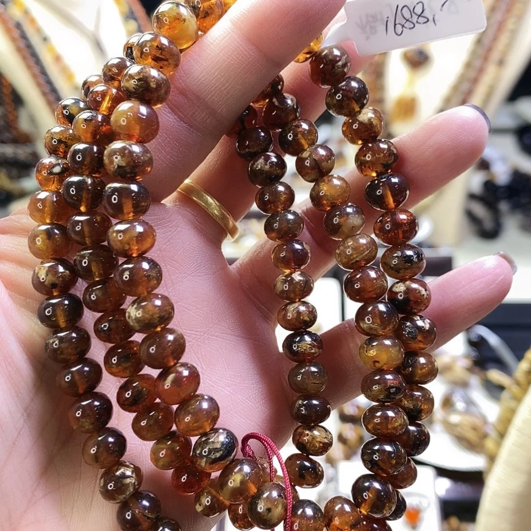 琥珀未镶嵌裸石8mm蜡花