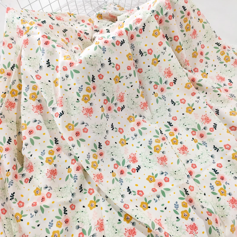 星雨/花朵 精品棉绸布料 夏季凉爽人造棉绵绸 服装连衣裙印花面料