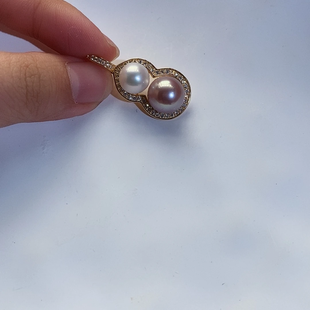 淡水珍珠银S925镶嵌颈饰葫芦