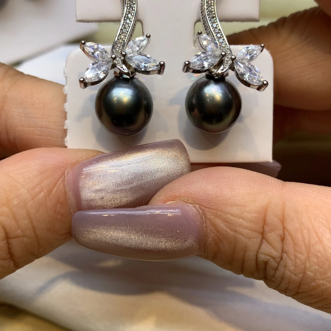 银S925镶嵌耳饰海水珍珠