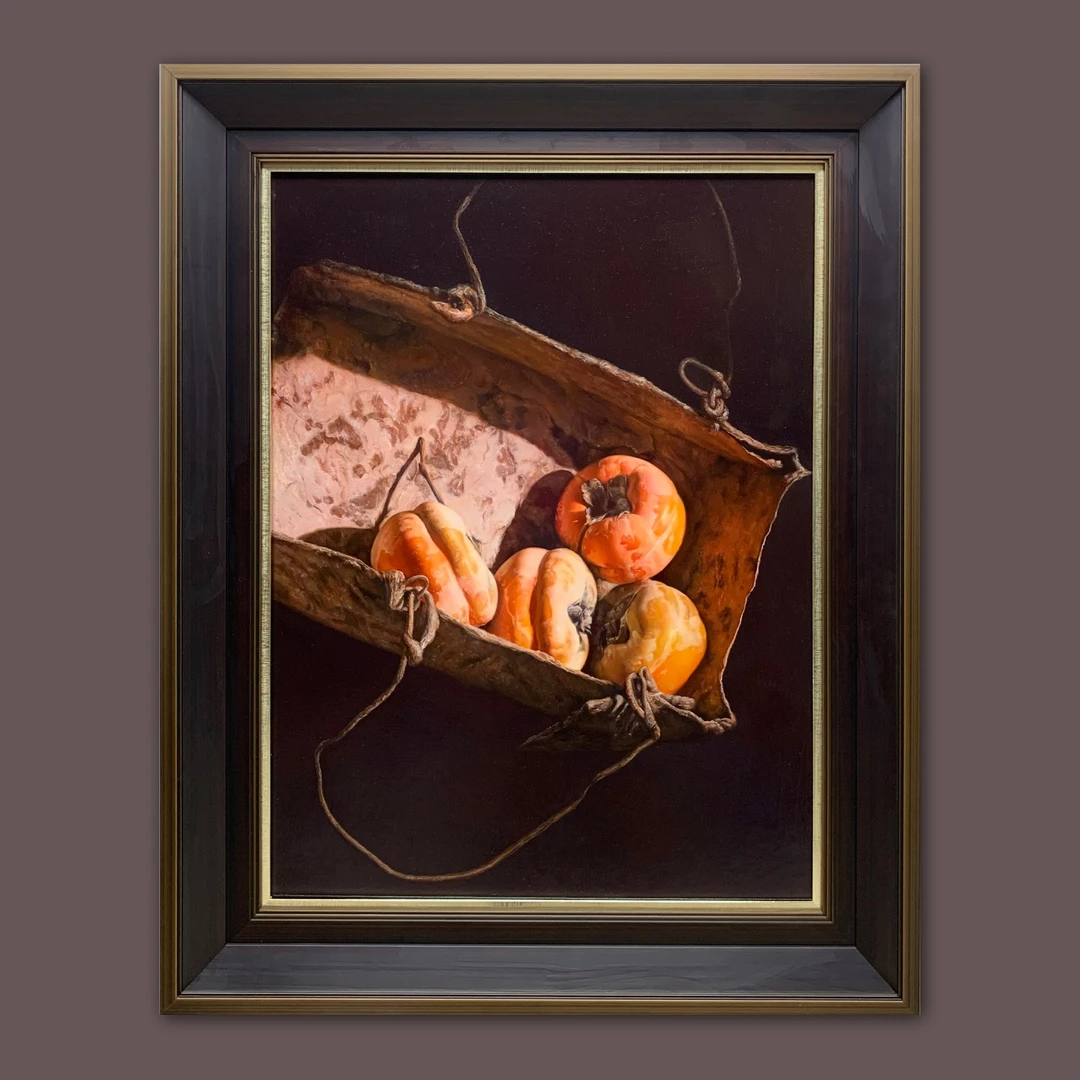 艺弘羽艺术 超写实静物柿子油画收藏 带框尺寸80-100cm