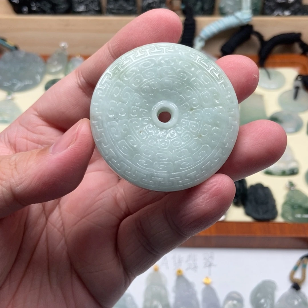 翡翠未镶嵌颈饰仿古扣 天然缅甸ａ货翡翠男女礼物高级感