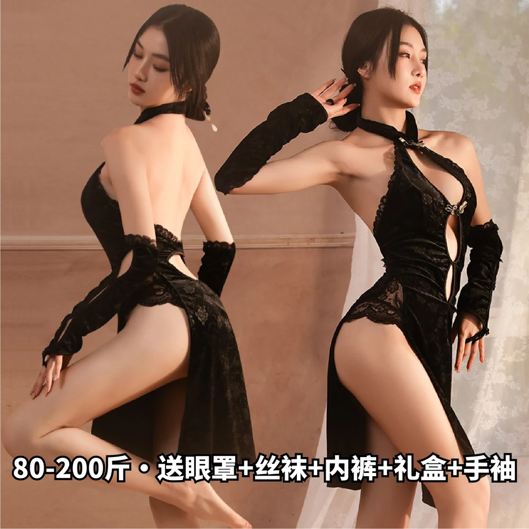 蕉流·80-200斤熟女蕾丝连体旗袍情侣约会睡裙性感纯欲风私密发货