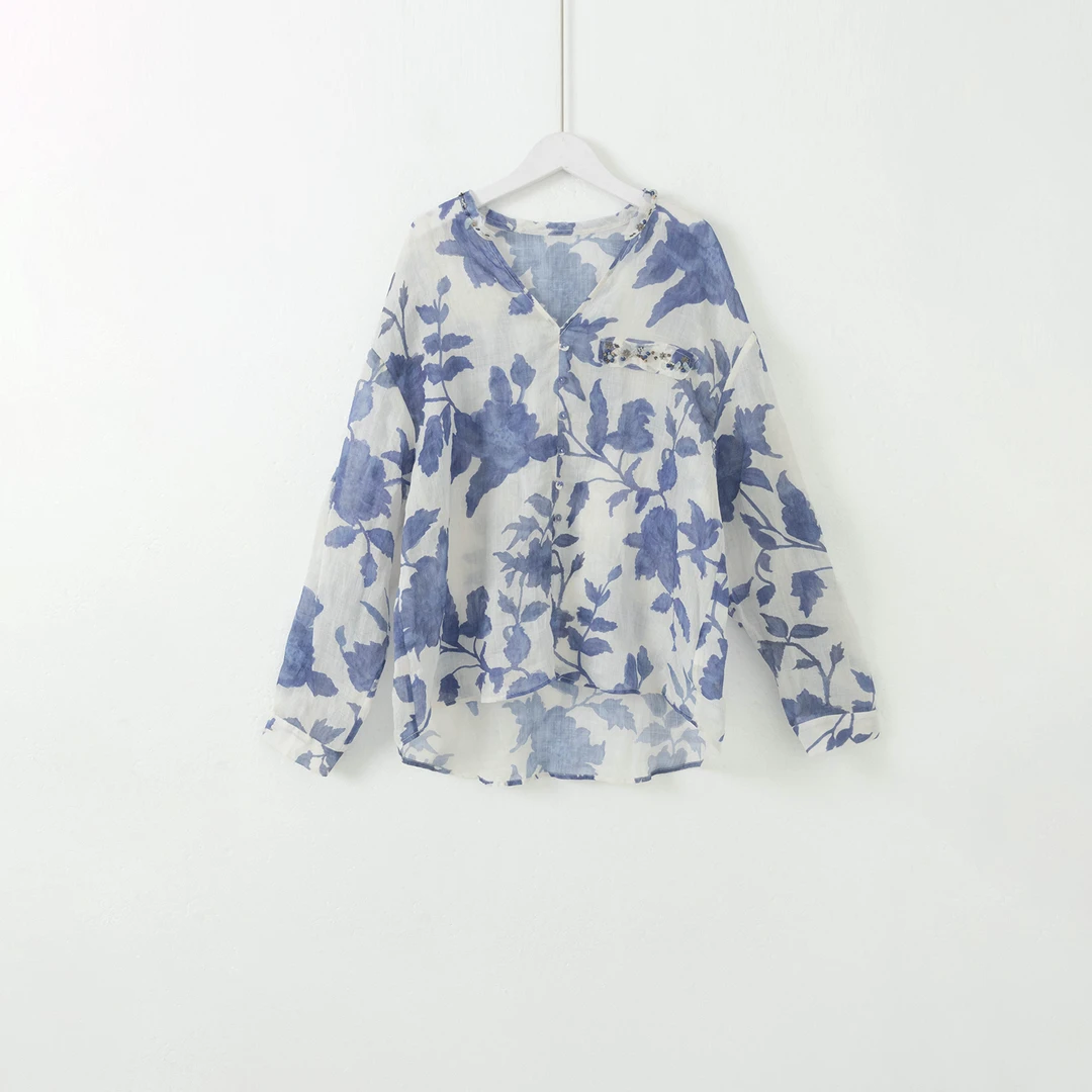 几里与麻 度假风舒适透气衬衫 衣长70 胸围116 2040781