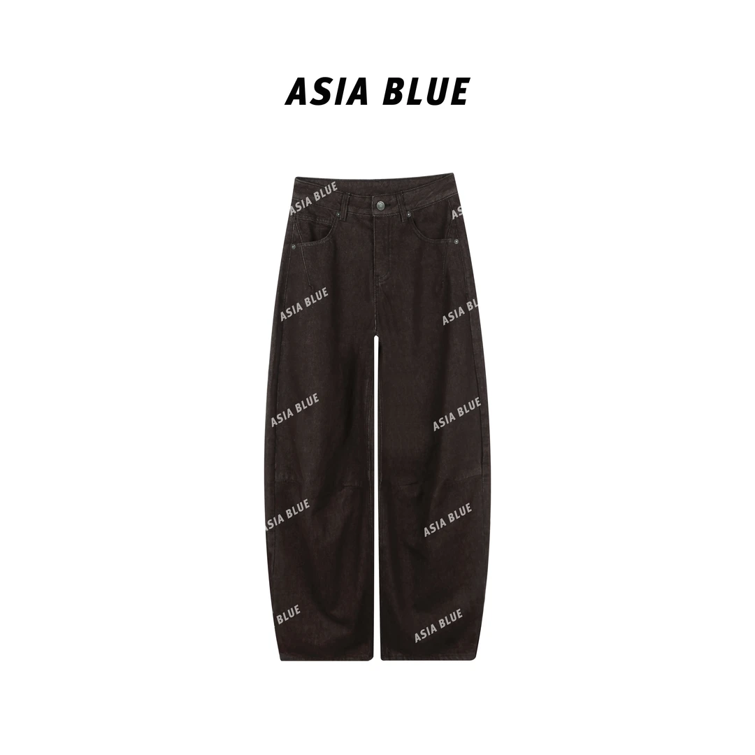 【ASIA BLUE】· 加绒咖岛 ·冬季无弹复古水洗宽松茧型牛仔裤YW60009