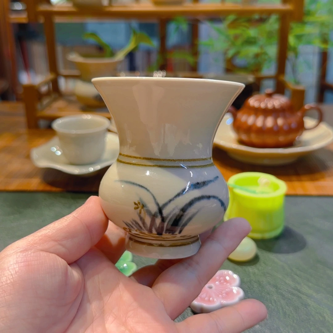 仿古渣斗 釉下彩 口8高9
