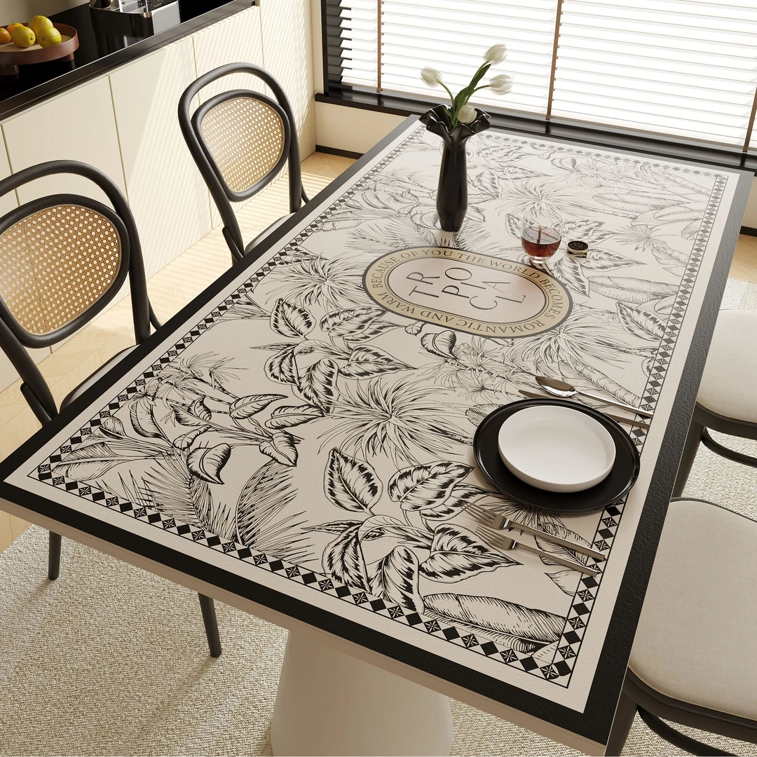 热带雨林风皮革桌垫餐桌茶几垫子高级感书桌办公桌垫防水免洗桌布