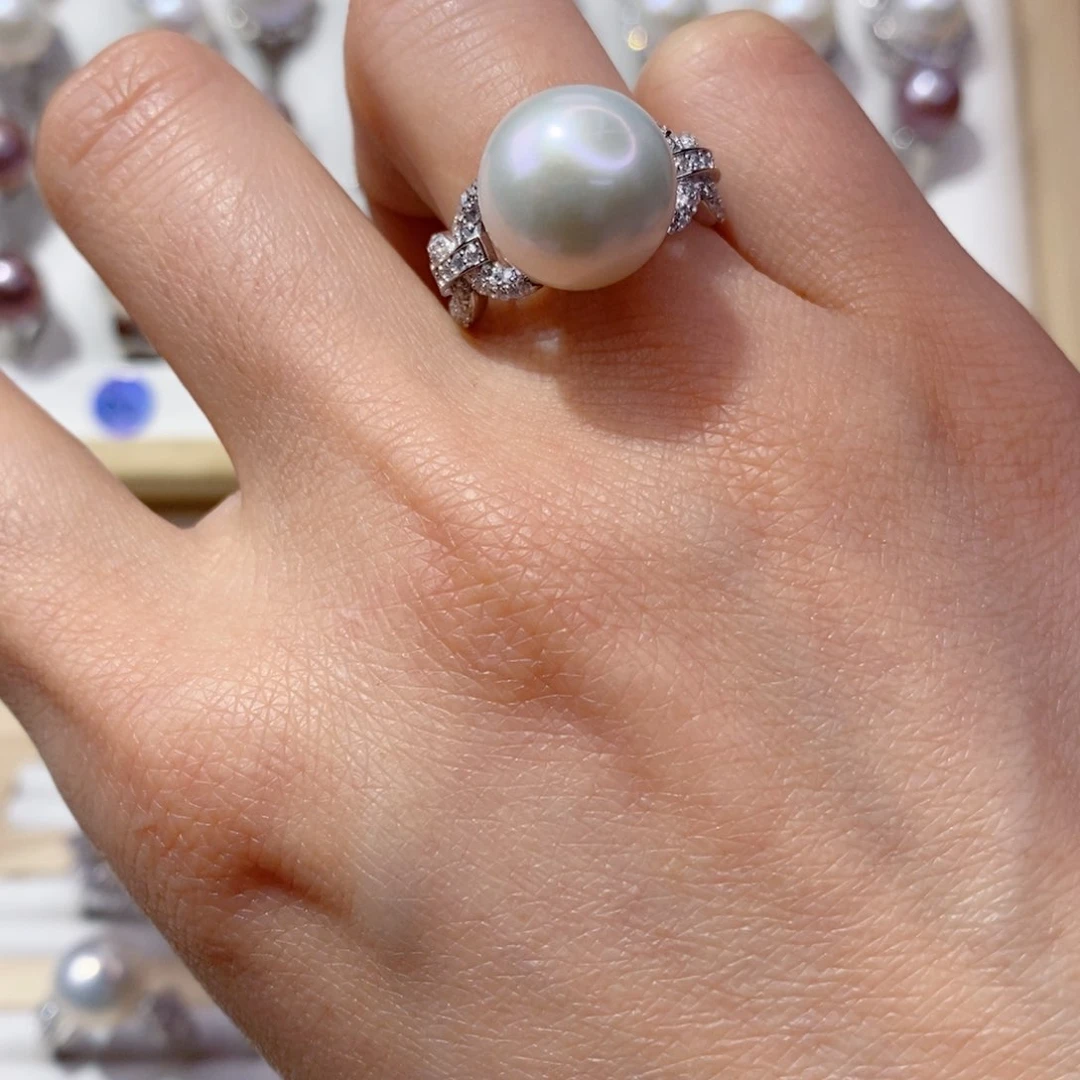 淡水珍珠戒指银S925镶嵌