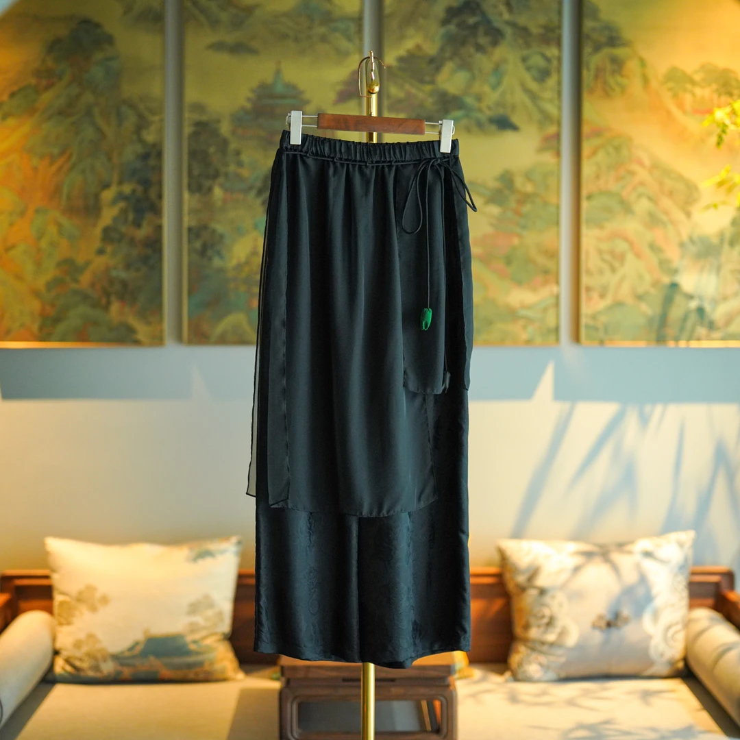 蓝大【杏帘卷】新中式桑蚕丝休闲裤7642