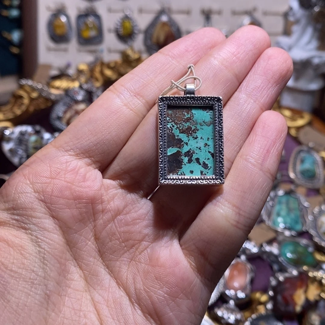 银S925镶嵌绿松石颈饰