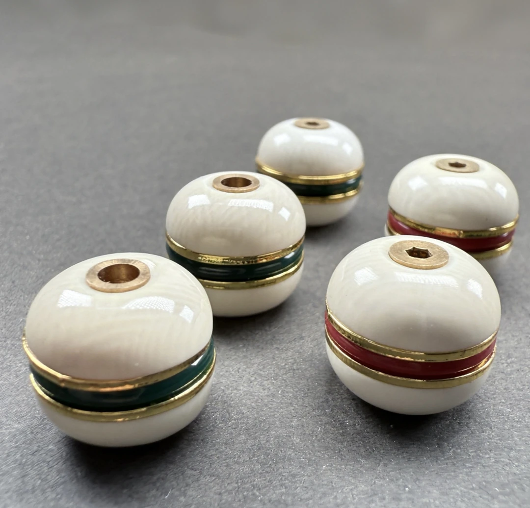 天然猛犸象牙精工汉堡珠顶珠腰珠文玩配饰5A全品