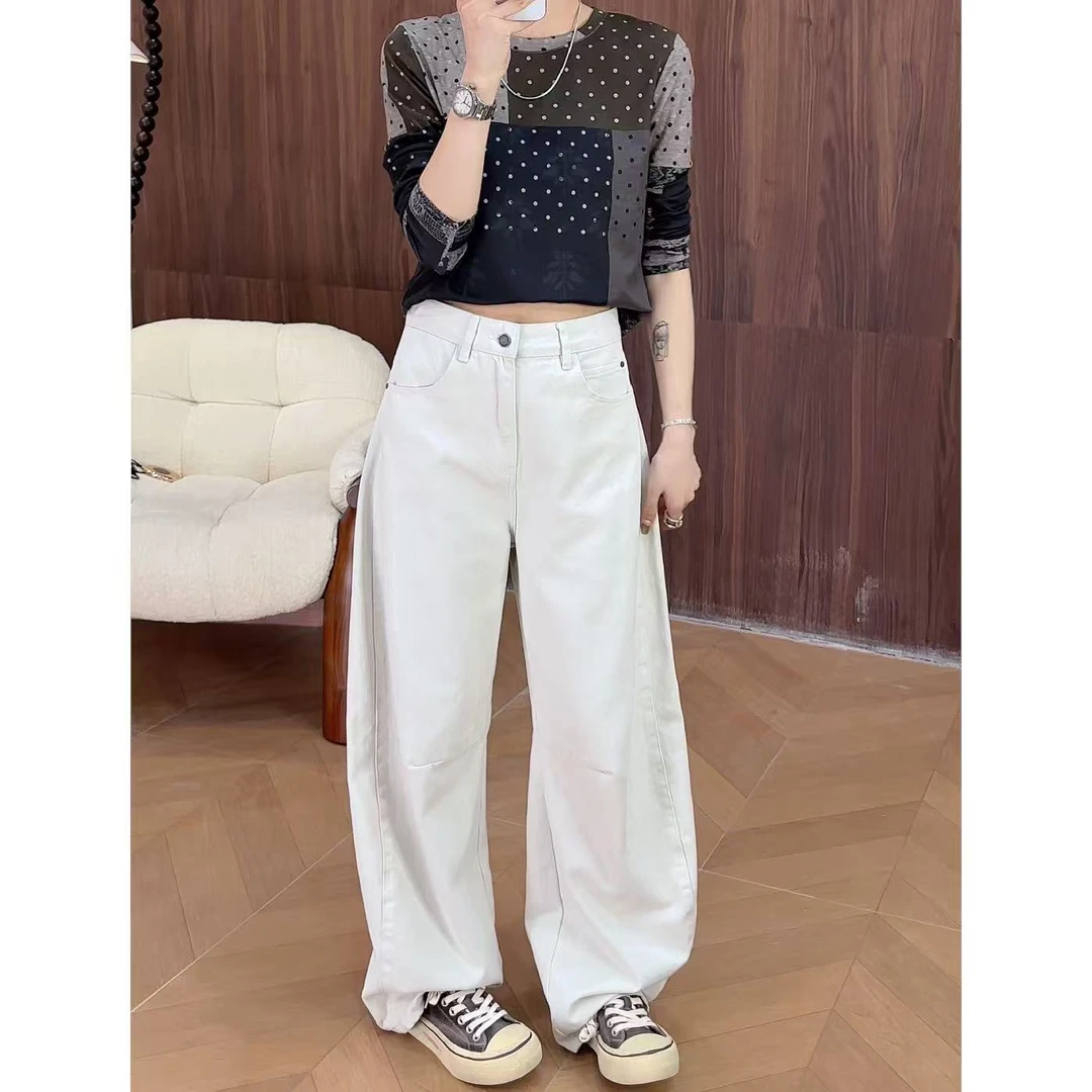 小静静一会【双裤线牛仔裤】2025秋季新款百搭显瘦阔腿裤2509C5850