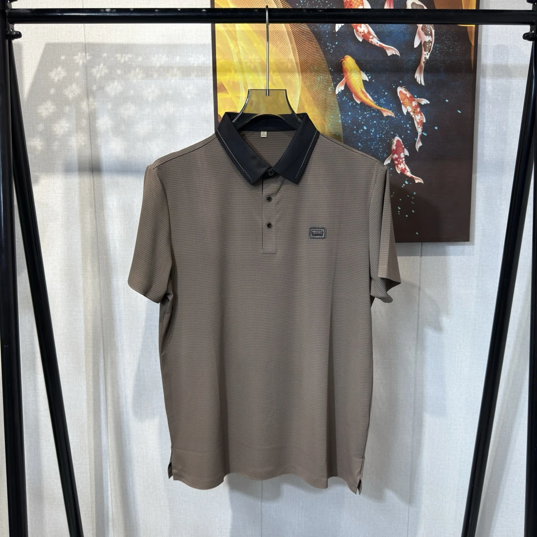 D816夏季冰丝无痕垂感polo衫爸爸装透气吸湿排汗抗皱商务休闲大码