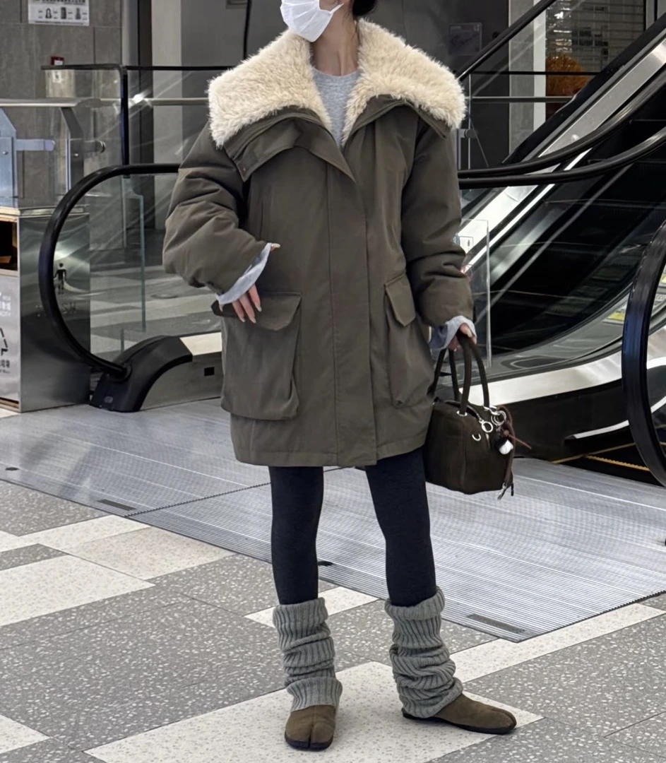 许我耀眼～韩系大翻领露丝同款毛毛冲锋衣外套休闲