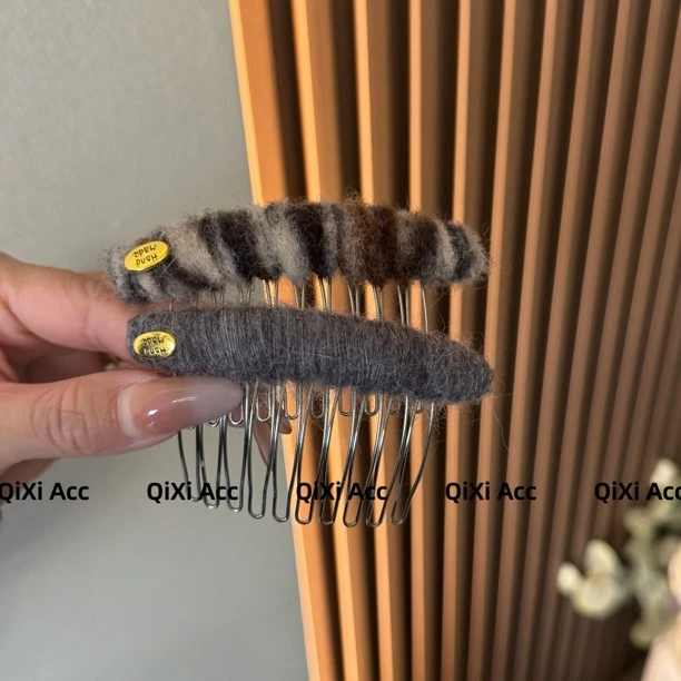 毛线倒插梳日韩原宿风森系法式千金风女发夹刘海夹ins可爱