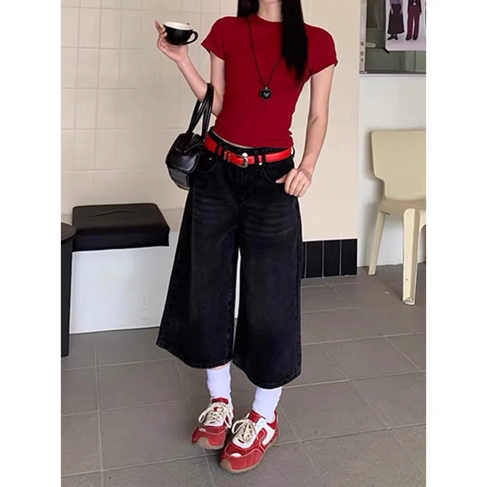 新版秋款七分牛仔奶奶裤