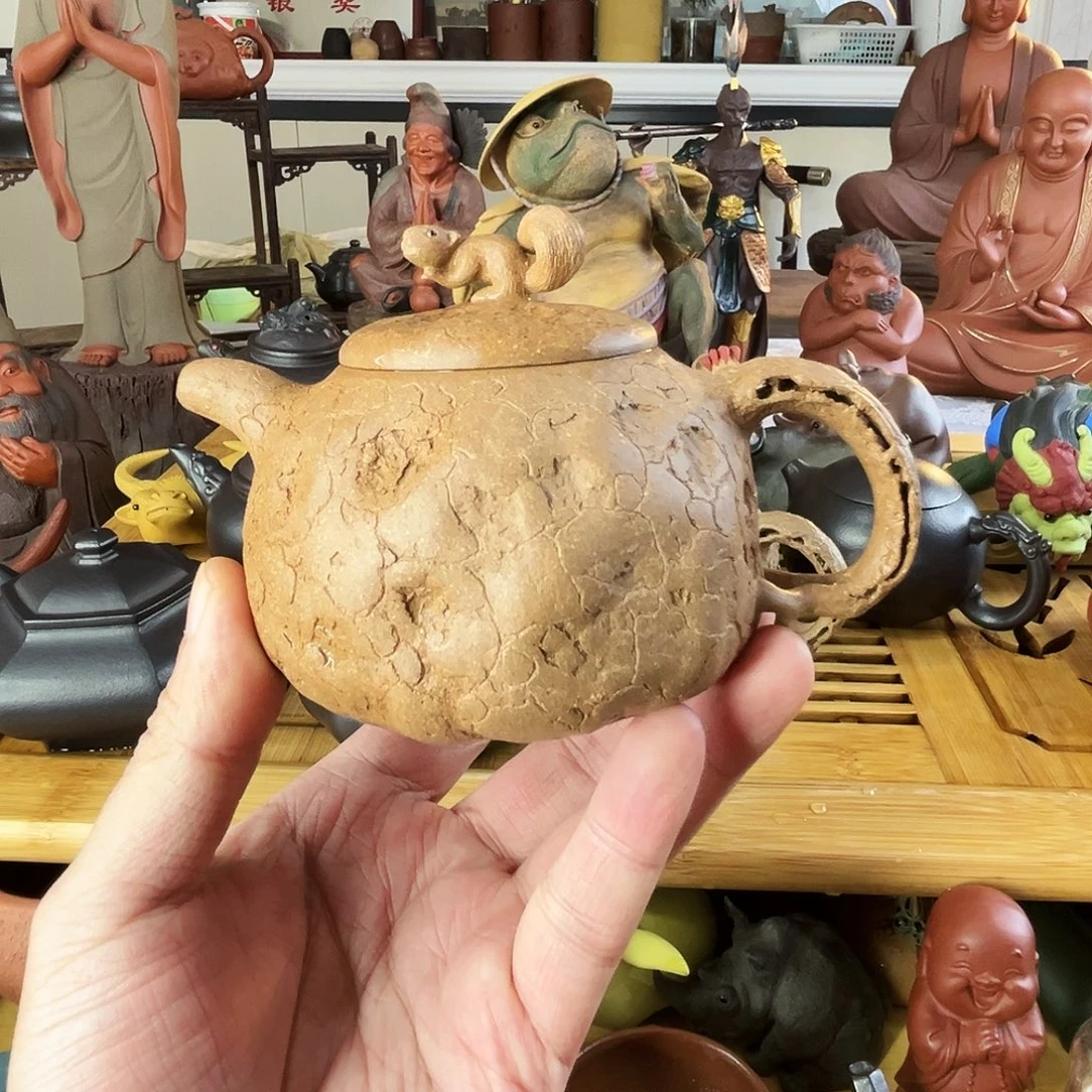 承***诺茶壶紫砂松鼠供春壶降坡泥