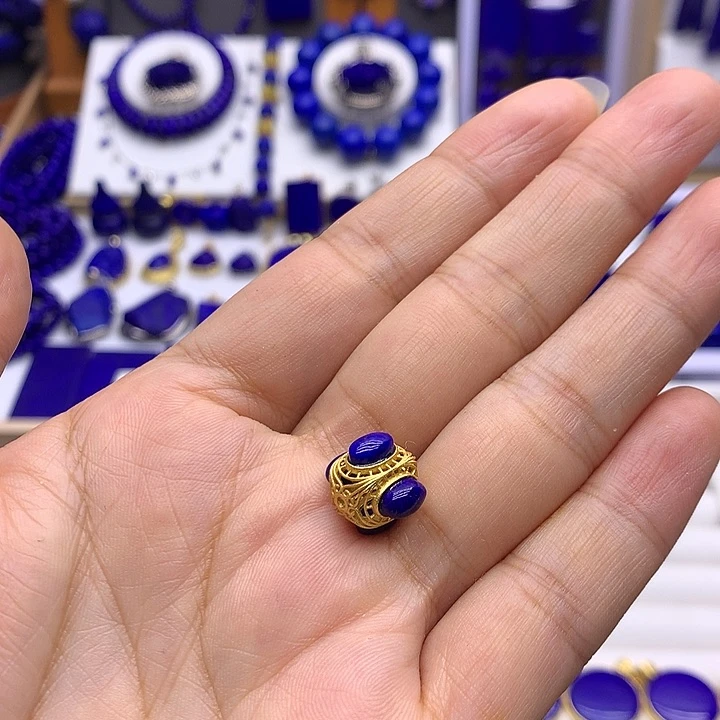 青金石银S925镀金镶嵌配饰背云七*