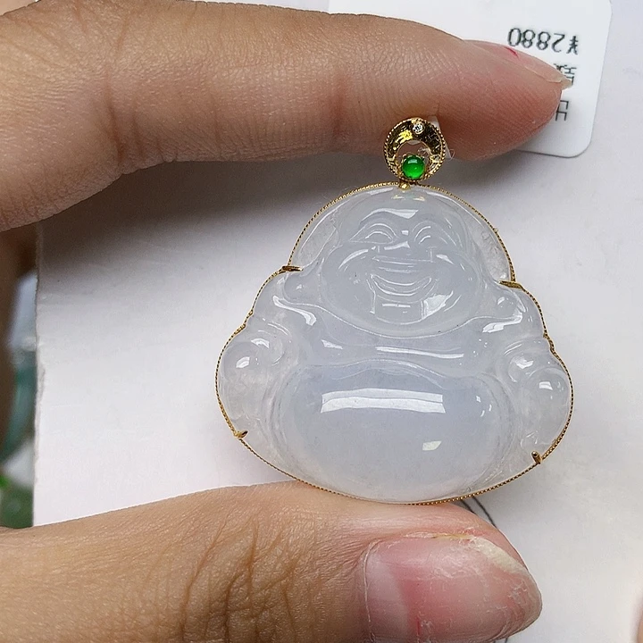 颈饰18K金镶嵌翡翠天然翡翠