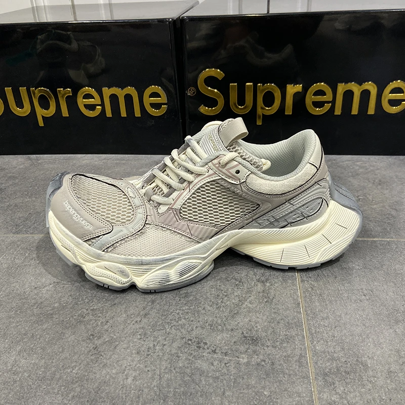 订书机老爹鞋网红日系订书针厚底做旧擦色网面鞋透气男鞋2025潮牌