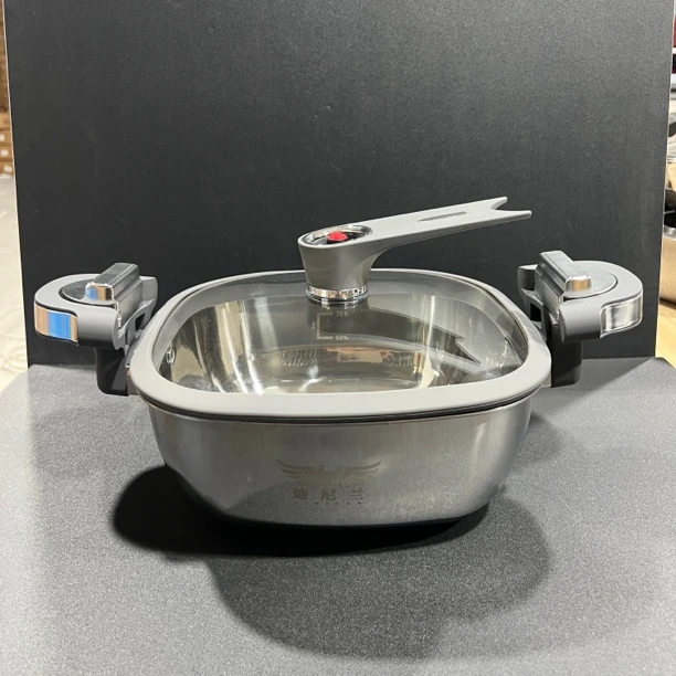 迪尼兰微压火锅25.5CM不粘锅加厚方锅可立式盖子家用海鲜锅多功能