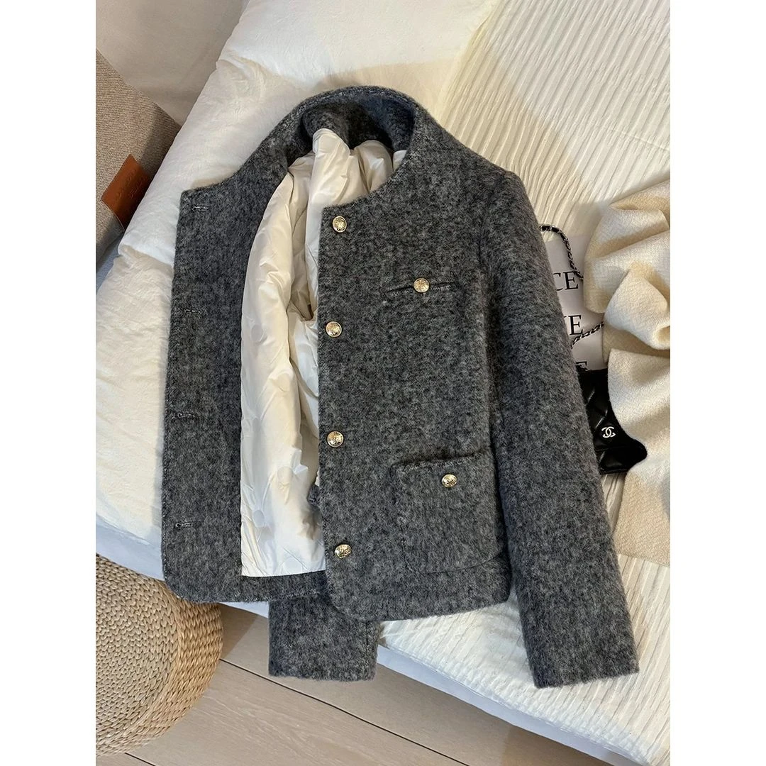 新保暖厚款短款加厚毛呢外套百搭长袖千金风小香风常规秋冬气质