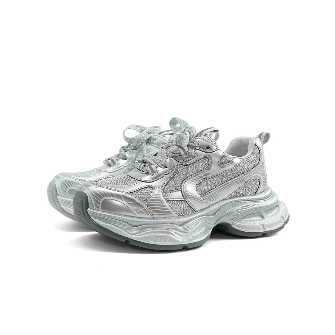 杜米亚新款厚底增高网面水钻休闲运动老爹鞋D826711-1