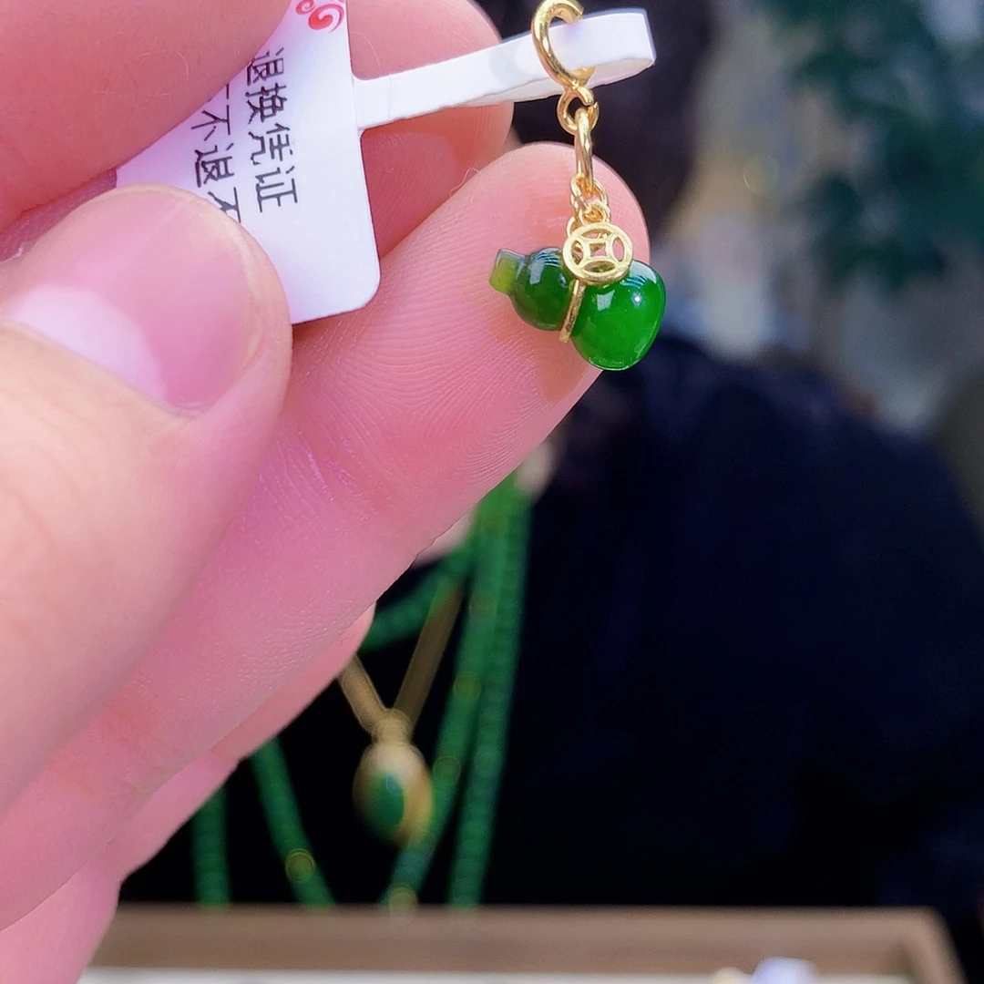 吊坠(不含链)银S925镶嵌和田玉（碧玉）吊坠