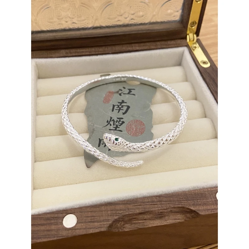 西西里【灵蛇】足银999.9生肖灵蛇开口银手镯·约20克