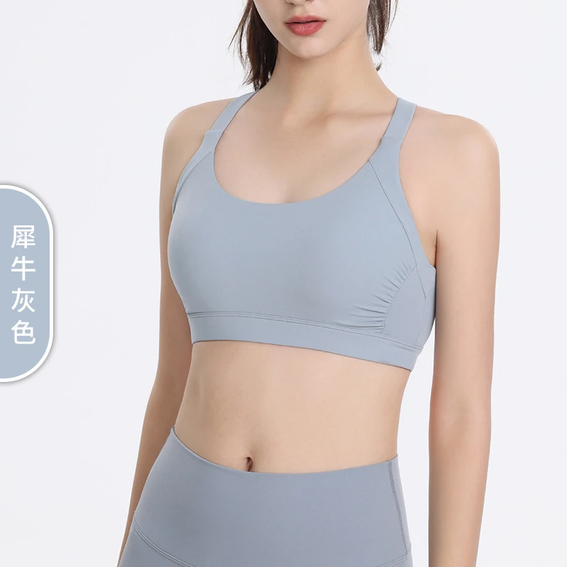 WX1442 瑜伽文胸【双侧褶皱 交叉肩带】