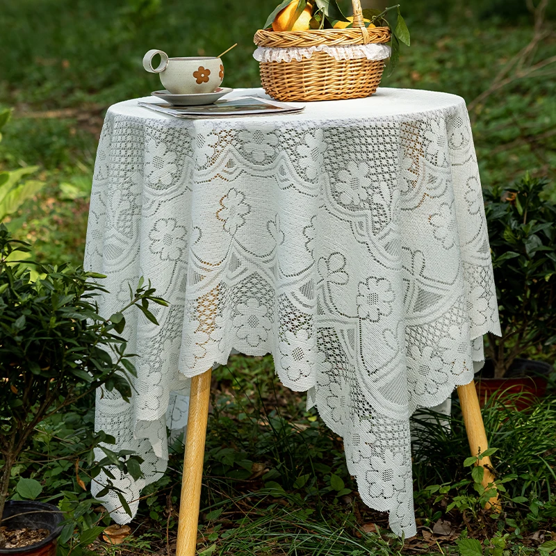 桌布蕾丝轻奢高级感法式复古风白色钩花镂空桌布文艺田园