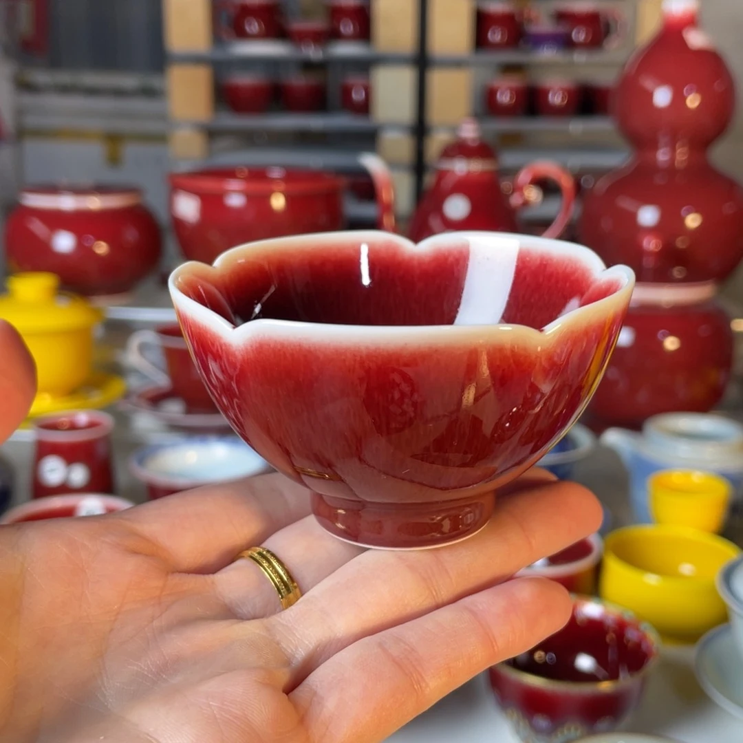 清欢雅玩原矿郎红福利鸡心杯