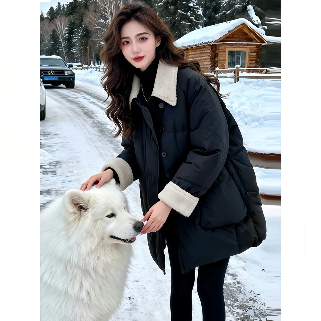 霖优【时尚标配】2025冬装新款高端欧货中长棉服棉衣加厚保暖外套女